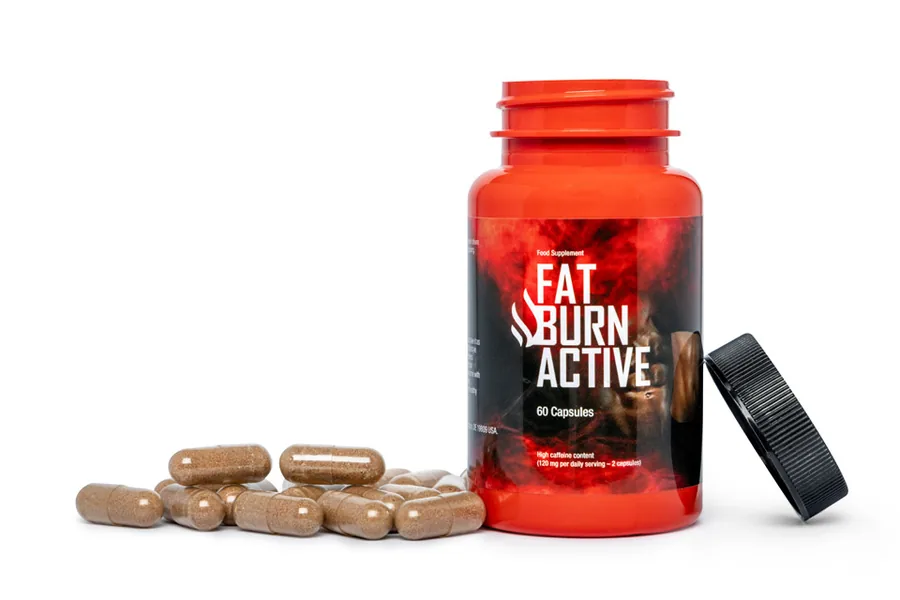 Flacon de Fat Burn Active ouvert, avec ses gélules