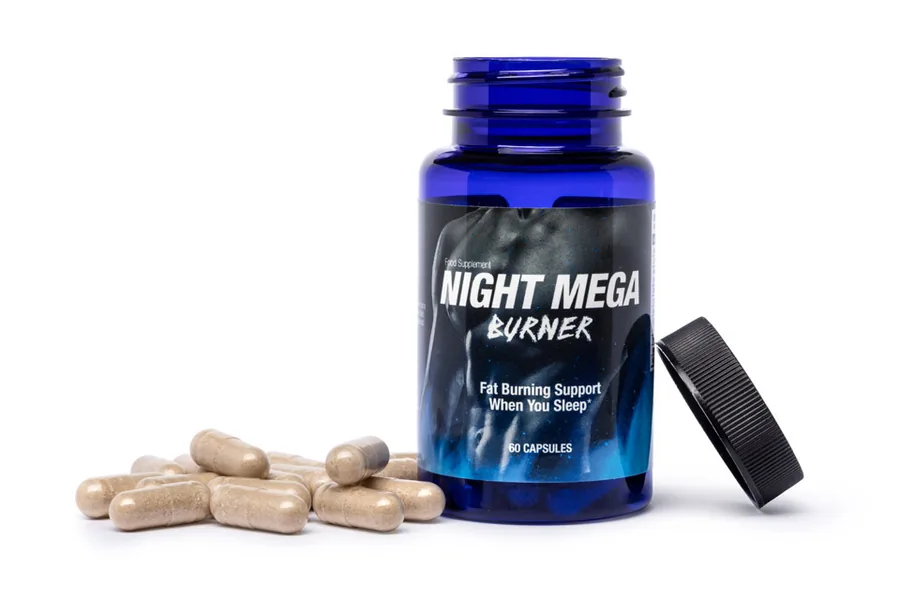 Flacon de Night Mega Burner ouvert, avec ses gélules